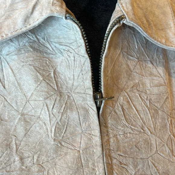 Coldwater Creek‎ Tan Suede Leather Sweater Cable Knit Zip Up Jacket Size S - Picture 4 of 8